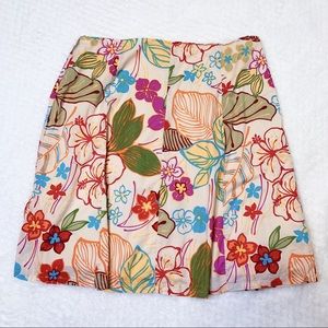 Izod Sz 12 Tropical Print Cotton A-Line Skirt